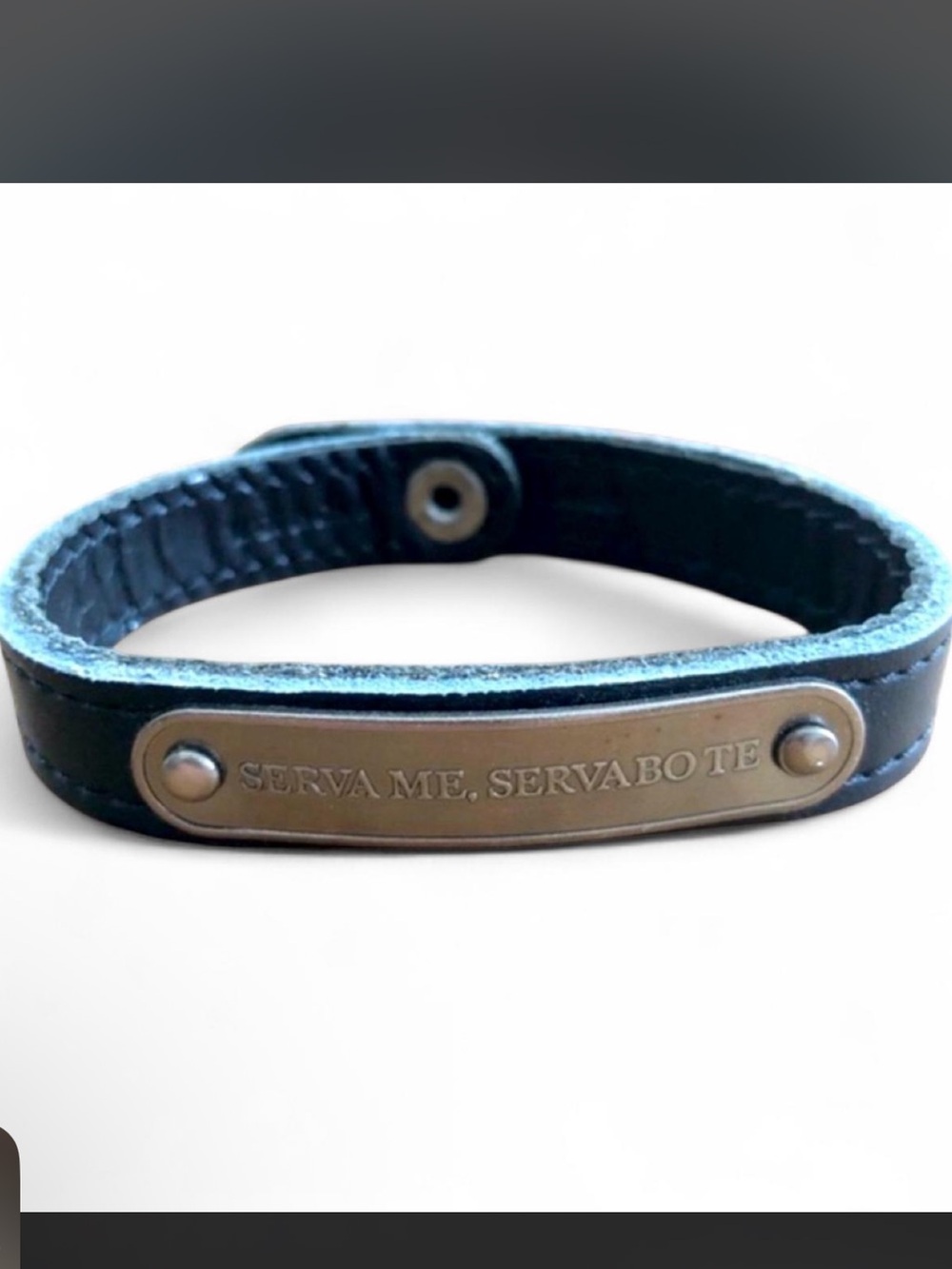 Marc Jacobs Black Leather Bracelet with Metal Plate